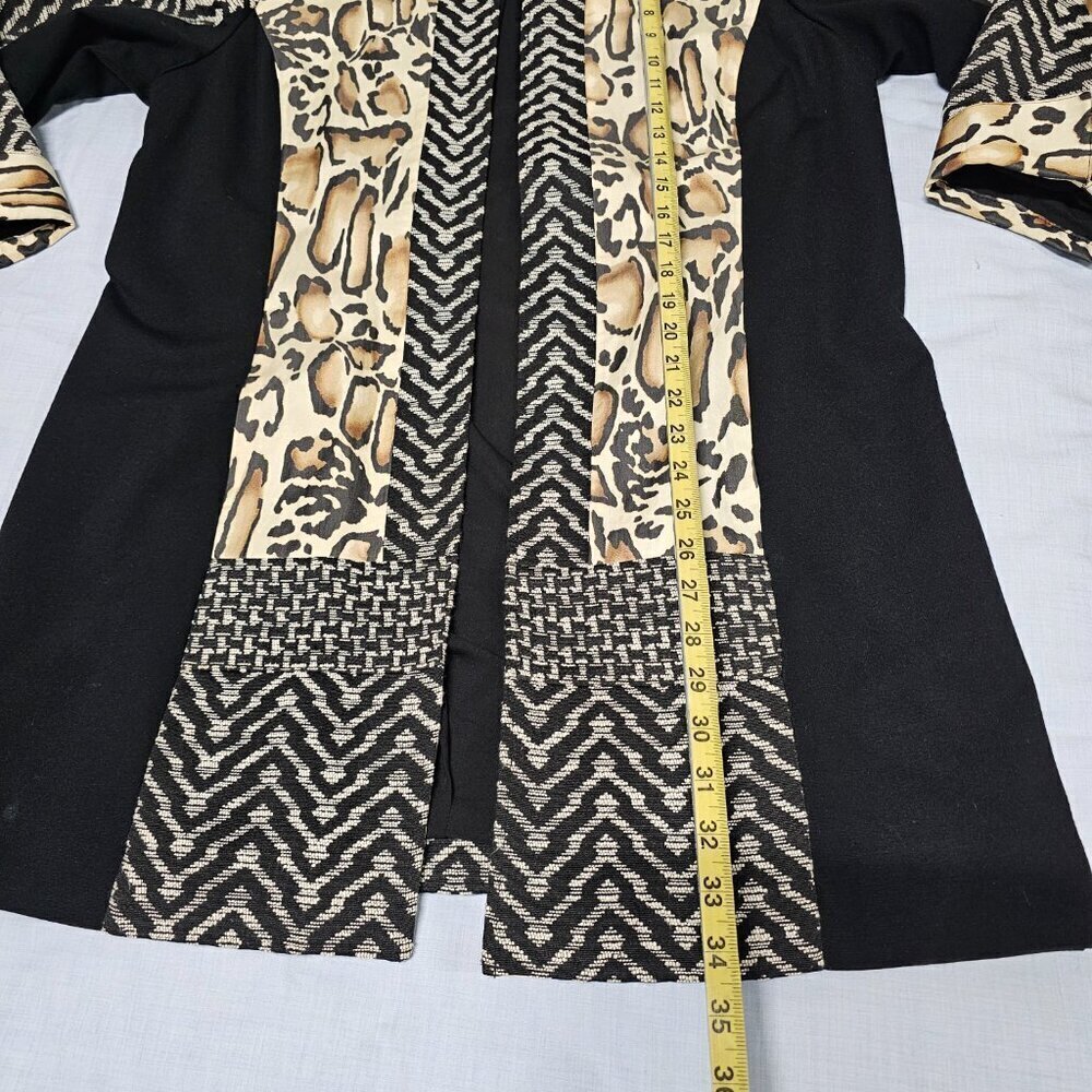 Chico's Open Coat Jacket Women Size 2 Animal Print Tapestry - Picture 8 of 13